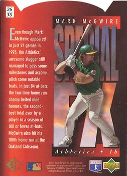 1994 SP - Special FX #26 Mark McGwire Back