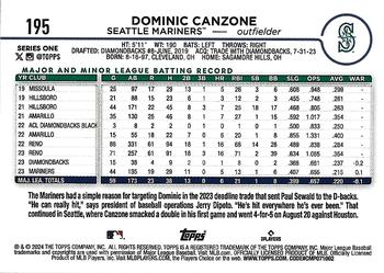 2024 Topps - Gold Foil #195 Dominic Canzone Back