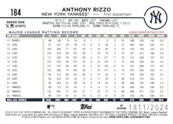 2024 Topps - Gold #184 Anthony Rizzo Back