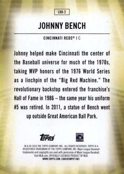 2024 Topps - Legendary Home Field Advantage #LHA-2 Johnny Bench Back
