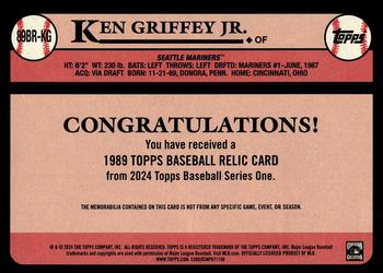 2024 Topps - 1989 Topps Baseball 35th Anniversary Relics #89BR-KG Ken Griffey Jr. Back
