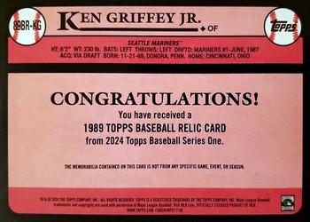 2024 Topps - 1989 Topps Baseball 35th Anniversary Relics Red #89BR-KG Ken Griffey Jr. Back