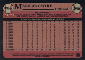2024 Topps - 1989 Topps Baseball 35th Anniversary Chrome Orange (Series One) #T89C-99 Mark McGwire Back