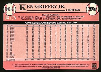2024 Topps - 1989 Topps Baseball 35th Anniversary Chrome Purple (Series One) #T89C-31 Ken Griffey Jr. Back