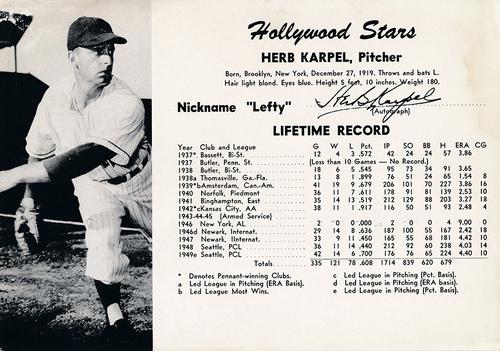 1950 Fan Pix Hollywood Stars #NNO Herb Karpel Front
