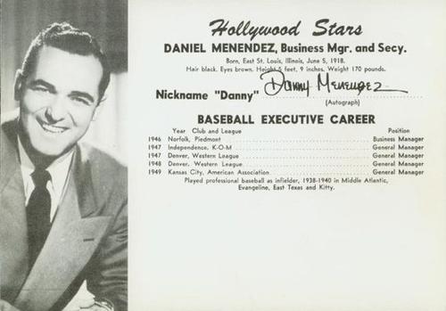 1950 Fan Pix Hollywood Stars #NNO Daniel Menendez Front