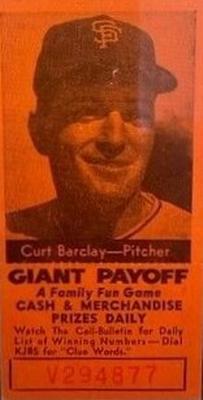 1958 San Francisco Call-Bulletin San Francisco Giants #NNO Curt Barclay Front