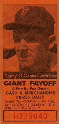 1958 San Francisco Call-Bulletin San Francisco Giants #NNO Danny O'Connell Front