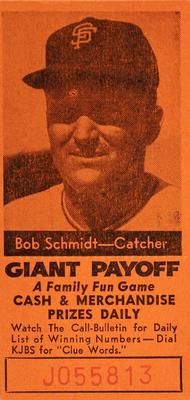 1958 San Francisco Call-Bulletin San Francisco Giants #NNO Bob Schmidt Front