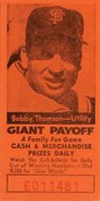 1958 San Francisco Call-Bulletin San Francisco Giants #NNO Bobby Thomson Front