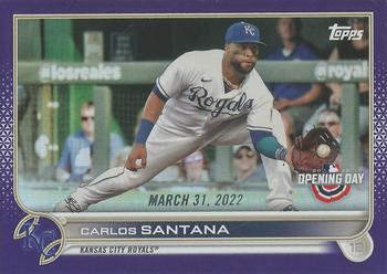 2022 Topps Opening Day - Purple Foil #158 Carlos Santana Front