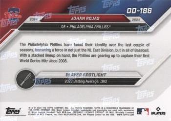2024 Topps Now Road to Opening Day Philadelphia Phillies #OD-186 Johan Rojas Back
