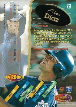 1994 Sportflics 2000 Rookie & Traded - Artist's Proofs #73 Alex Diaz Back