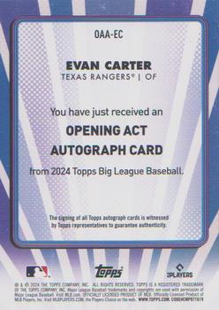 2024 Topps Big League - Opening Act Autographs #OAA-EC Evan Carter Back