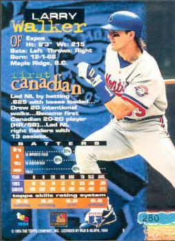 1994 Stadium Club - First Day Issue #280 Larry Walker Back