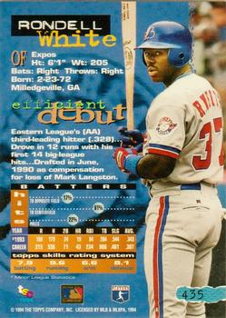 1994 Stadium Club - First Day Issue #435 Rondell White Back