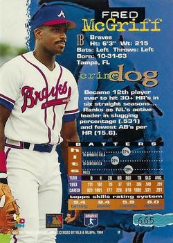 1994 Stadium Club - First Day Issue #665 Fred McGriff Back