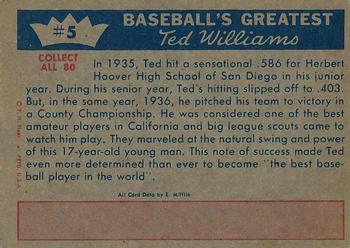 1959 Fleer Ted Williams #5 Ted Williams Back