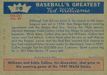 1959 Fleer Ted Williams #9 Ted Williams Back