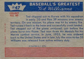 1959 Fleer Ted Williams #47 Ted Williams Back