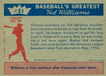 1959 Fleer Ted Williams #51 Ted Williams Back