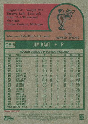 2024 Topps Heritage - Oversized 1975 Topps Baseball #OB-5 Jim Kaat Back