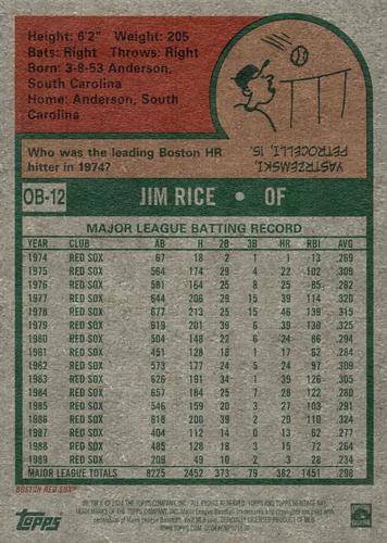 2024 Topps Heritage - Oversized 1975 Topps Baseball #OB-12 Jim Rice Back