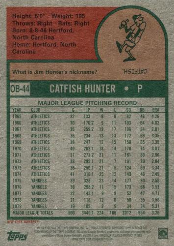 2024 Topps Heritage - Oversized 1975 Topps Baseball #OB-44 Catfish Hunter Back
