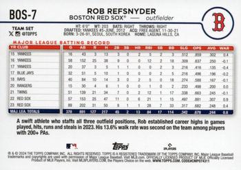 2024 Topps Boston Red Sox #BOS-7 Rob Refsnyder Back