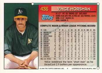 1994 Topps #436 Vince Horsman Back