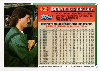 1994 Topps #465 Dennis Eckersley Back