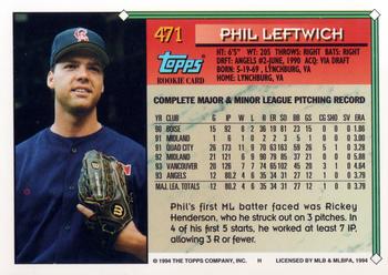 1994 Topps #471 Phil Leftwich Back