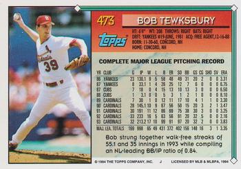 1994 Topps #473 Bob Tewksbury Back