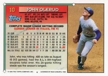 1994 Topps #10 John Olerud Back