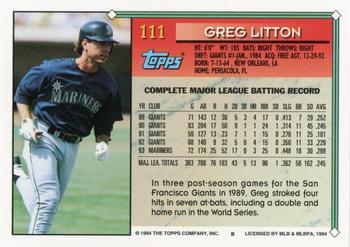 1994 Topps #111 Greg Litton Back