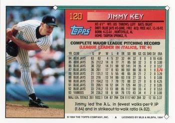 1994 Topps #120 Jimmy Key Back