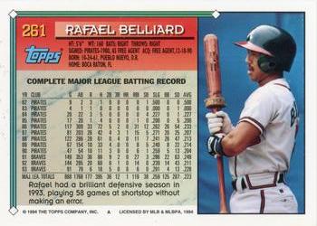1994 Topps #261 Rafael Belliard Back