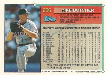 1994 Topps #236 Mike Butcher Back