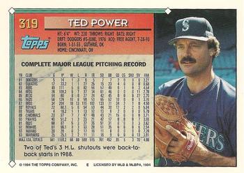 1994 Topps #319 Ted Power Back