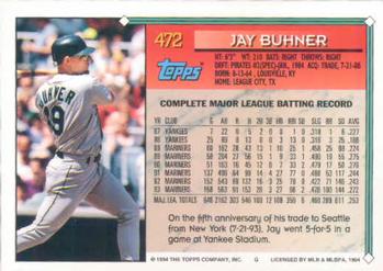1994 Topps #472 Jay Buhner Back