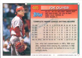 1994 Topps #485 Joe Oliver Back