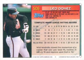 1994 Topps #506 Leo Gomez Back