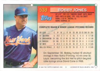 1994 Topps #539 Bobby Jones Back