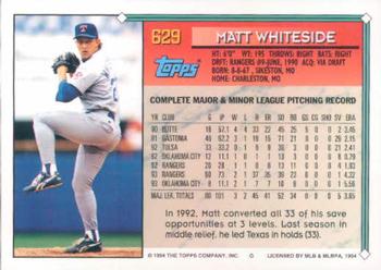 1994 Topps #629 Matt Whiteside Back