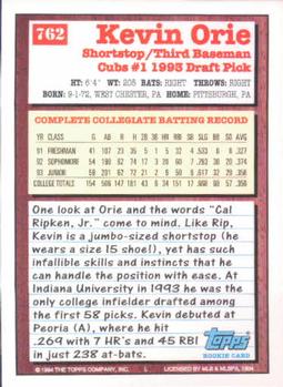 1994 Topps #762 Kevin Orie Back