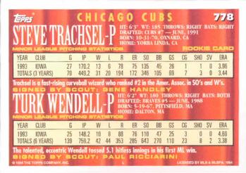 1994 Topps #778 Steve Trachsel / Turk Wendell Back