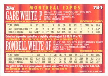 1994 Topps #784 Gabe White / Rondell White Back