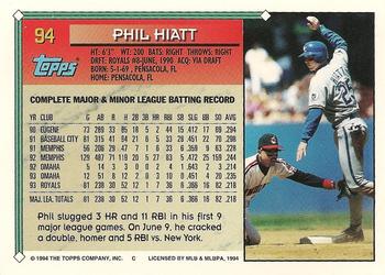 1994 Topps #94 Phil Hiatt Back