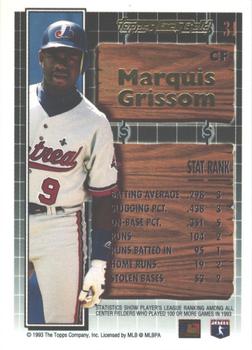 1994 Topps - Black Gold #34 Marquis Grissom Back