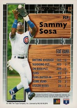 1994 Topps - Black Gold #42 Sammy Sosa Back